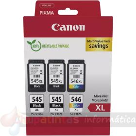 Canon PG545XL Negro + CL546XL Color Pack de 3 Cartuchos de Tinta Originales - 8286B013