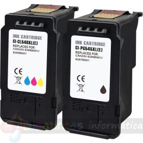 Canon PG545XL Negro + CL546XL Color Pack de 2 Cartuchos de Tinta Genericos - Muestran Nivel de Tinta