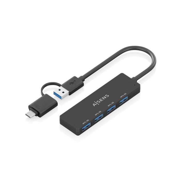 Aisens Hub USB 3.1 USB-A/USB-C - 4xUSB-A - 15cm - Color Negro