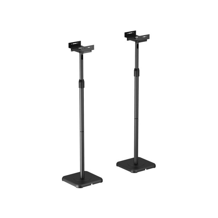 Aisens Pack Soporte Universal de Suelo para Altavoces - Altura y Anchura Ajustable - Giratorio e Inclinable - Carga Max. 5Kg - Color Negro