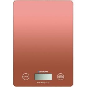 Blaupunkt Bascula de Cocina Digital 5kg con Plataforma de Cristal - Pantalla LCD - Funcion Tara - Alta Precision 1g - Autoapagado y Indicadores de Sobrecarga/Bateria Baja - Color Naranja