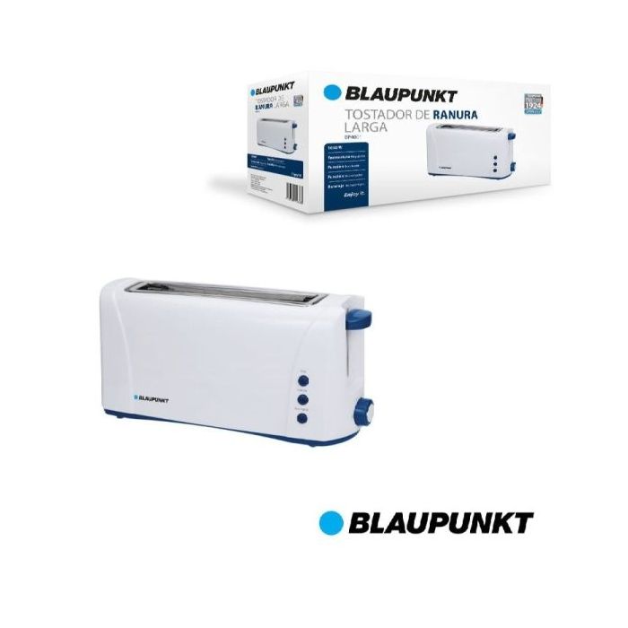 Blaupunkt BP4001 Tostadora Ranura Larga 1000W - 6 Niveles de Tostado con Termostato - Funcion Recalentar y Descongelar - Boton de Parada Rapida - Bandeja Recogemigas Extraible - Color Blanco