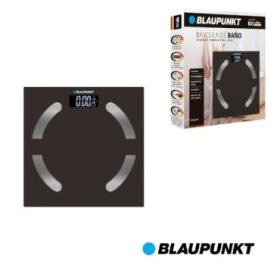 Blaupunkt BP5009 Bascula de Bano Digital Extraplana - 180kg con Vidrio Templado - Sensores de Alta Precision - Pantalla LCD con Indicador de Temperatura Ambiente - Activacion Automatica - Color Negro