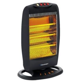 Blaupunkt Estufa de Cuarzo - Potencia 1200W - Oscilante - Temperatura Regulable - 4 Tubos Halogenos - Interruptor Antivuelco - Color Negro