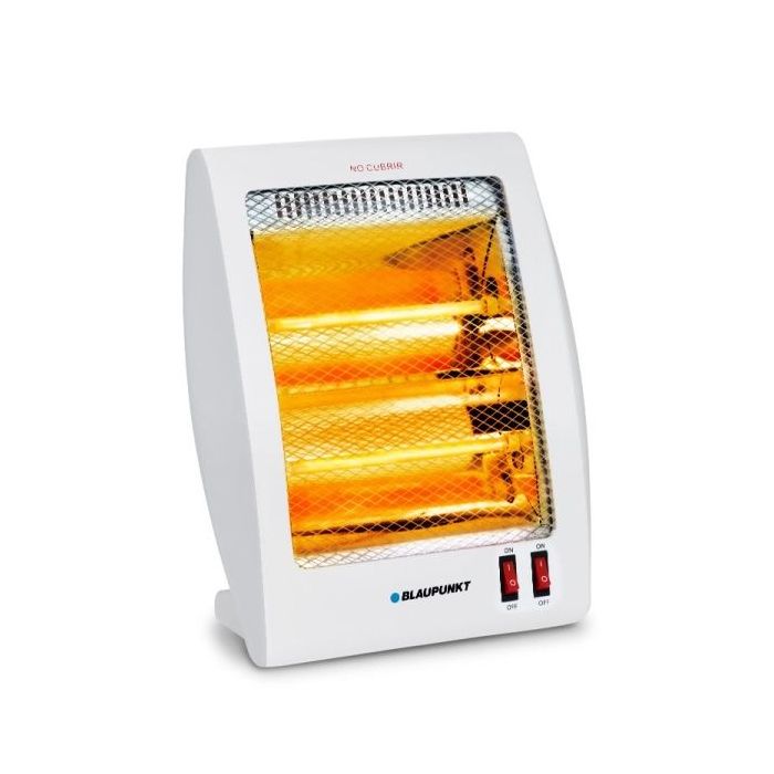 Blaupunkt Estufa de Cuarzo - Potencia 800W - Temperatura Regulable - Oscilante - 2 Tubos Halogenos - Interruptor Antivuelco - Color Blanco