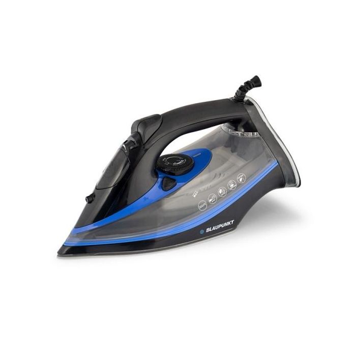 Blaupunkt Plancha de Ropa - Potencia 3000W - Deposito de 380ml - Termostato Regulable - Suela Ceramica - Color Negro y Azul