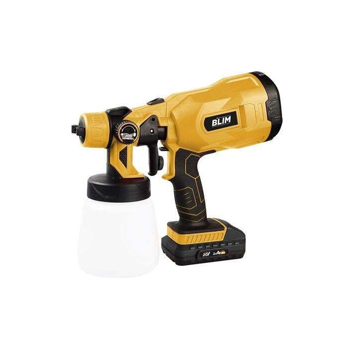 Blim Pistola para Pintar a Bateria 120W 20V 2Ah - Deposito 800ml - Boquilla de 1,8mm Max. - Maxima Viscosidad 60 din/sec - Manejo Sencillo