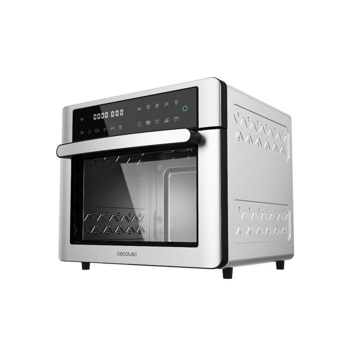 Cecotec Bake and Fry 3000 Touch Steel Horno de Sobremesa - 1600W - Capacidad 30L - Freidora de Aire - Pantalla Tactil - 9 Funciones - Cocina por Conveccion - Temperatura hasta 230°C - Acero Inoxidable
