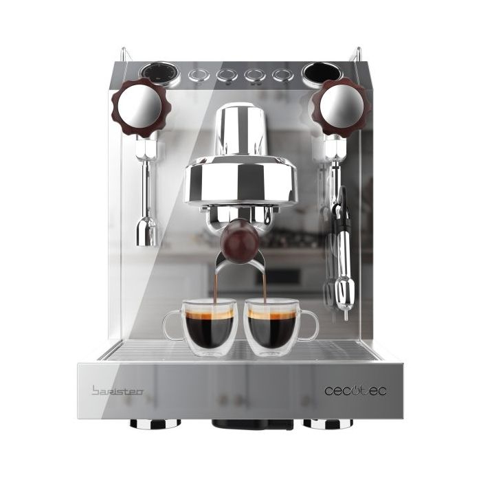 Cecotec Baristeo Classic Cafetera Expresso - 2700W - Sistema de Pre-Infusion - 15Bar - Control PID - Deposito 2.5L Extraible - Grifos Independientes - Temperatura Ajustable - Color Gris Metalizado