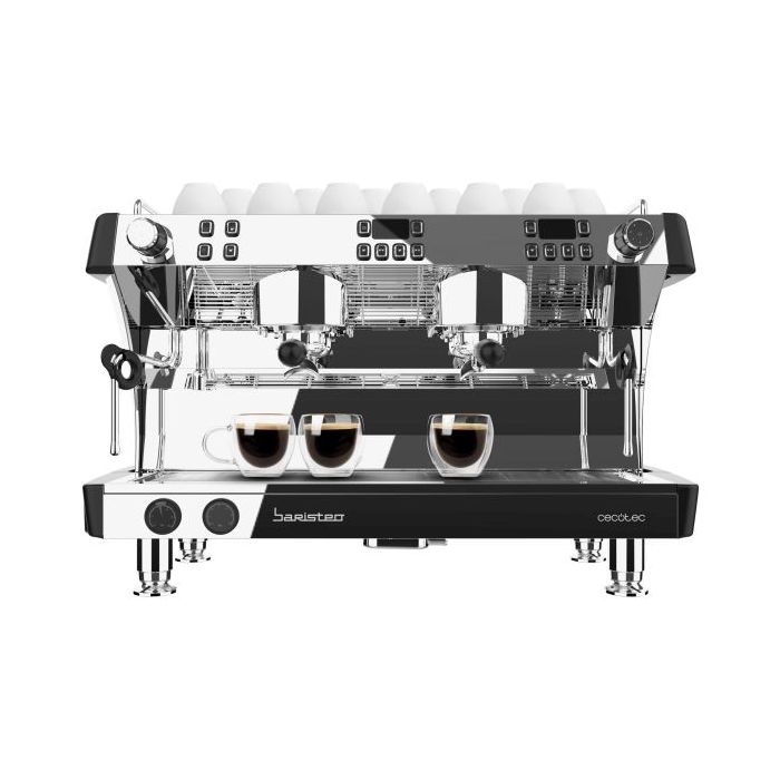 Cecotec Baristeo Mattina 2x Cafetera Expresso Profesional Doble - 4200W - Calientatazas - Presion 9bar - Caldera de Acero - Temperatura Regulable - Vaporizador - Portafiltro 58mm - Color Negro y Plateado