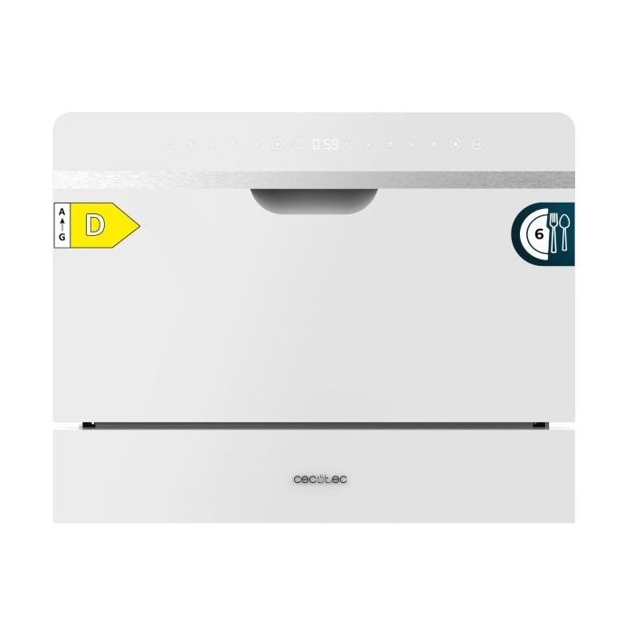 Cecotec Bolero Aguazero 2500 S-BI White Glass Mini Lavavajillas - 6 Servicios - Seguro Infantil - 5 Programas - Inicio Programable - Color Blanco