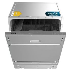 Cecotec Bolero Aguazero 6110 Full-BI Lavavajillas Integrable de 60cm - 13 Cubiertos - Temperatura Regulable - Seguro Infantil - 6 Programas - Inicio Programable - Funcion Media Carga - Color Acero