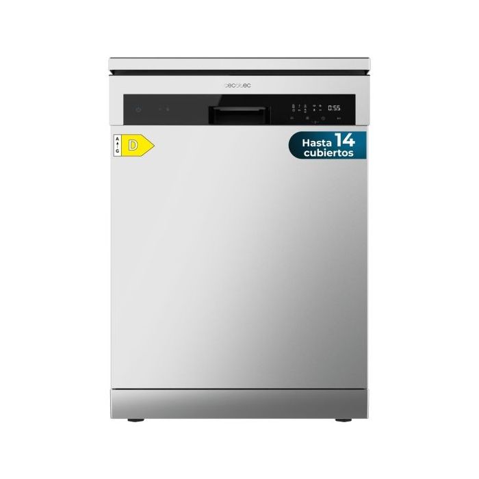 Cecotec Bolero Aguazero 6200 Inox D Lavavajillas de 60cm - 14 Cubiertos - Temperatura Regulable - Bandeja para Cubiertos - 6 Programas - Inicio Programable - Funcion Media Carga - Color Acero