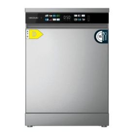 Cecotec Bolero Aguazero 6210 Inox D Lavavajillas de 60cm - 15 Cubiertos - Temperatura Regulable - Seguro Infantil - Pantalla XXL - 8 Programas - Inicio Programable - Funcion Media Carga - Color Acero