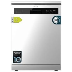 Cecotec Bolero Aguazero 6500 Inox C Lavavajillas de 60cm - 15 Cubiertos - Bandeja para Cubiertos - 6 Programas - Motor Inverter - Inicio Programable - Funcion Media Carga - Color Acero