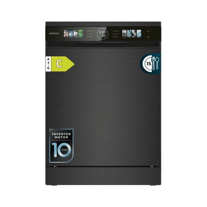 Cecotec Bolero Aguazero 6620 Dark Lavavajillas de 60cm - 15 Servicios - Modo Turbo - Pantalla XXL - 8 Programas - Motor Inverter - Inicio Programable - Color Gris Oscuro