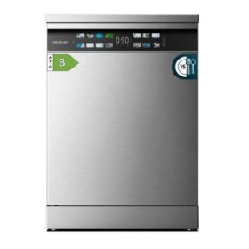 Cecotec Bolero Aguazero 6700 Inox B Lavavajillas de 60cm - 15 Cubiertos - Seguro Infantil - Pantalla XXL - 8 Programas - Motor Inverter - Inicio Programable - Funcion Media Carga - Color Acero