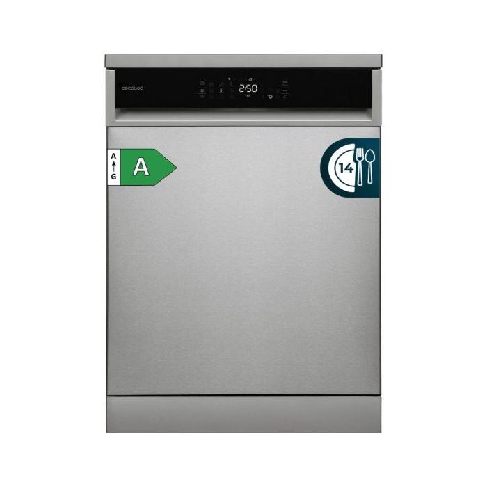 Cecotec Bolero Aguazero 6800 Inox A Lavavajillas de 60cm - 14 Cubiertos - Capacidad 5.4L - Temperatura Regulable - 8 Programas - Motor Inverter - Inicio Programable - Color Acero