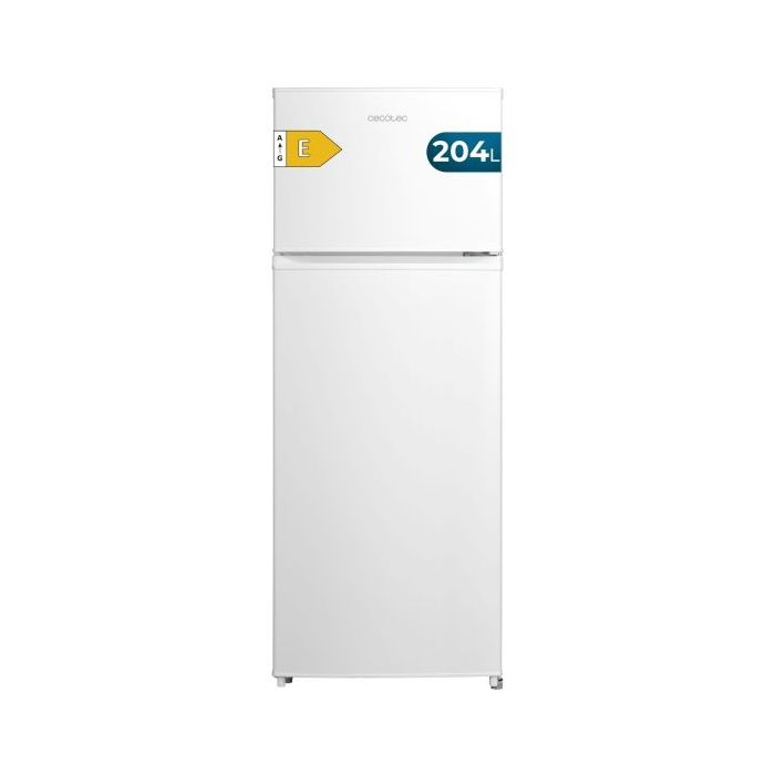 Cecotec Bolero CoolMarket 2D 204 White E Frigorifico Dos Puertas - Capacidad 204L - Luz LED - Compresor Inverter - Tecnologia Ciclica - Tirador Integrado - Silencioso - 143x55x55cm - Color Blanco