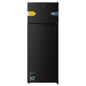 Cecotec Bolero CoolMarket 2D 211 Black E Frigorifico Dos Puertas - Capacidad 211L - Luz LED - Balcon XL - Puertas Minimalistas sin Bordes - Clase E - 143x54cm - Color Negro