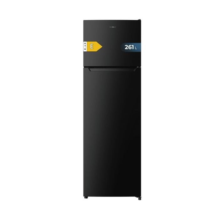 Cecotec Bolero CoolMarket 2D 261 Black E Frigorifico Dos Puertas - Capacidad 261L - Defrost - Congelacion Ultrarapida - Display Interior - Puerta Reversible - Clase E - 54x54x169.3cm - Color Negro