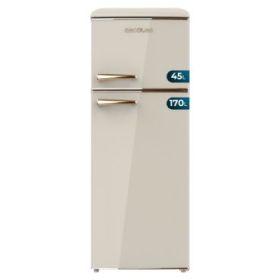 Cecotec Bolero CoolMarket 2D Origin 215 Beige E Frigorifico Dos Puertas - Capacidad 215L - Temperatura Regulable - Estilo Retro - Clase E - 148.5x55x58.5cm - Color Beige