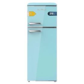 Cecotec Bolero CoolMarket 2D Origin 215 Blue E Frigorifico Dos Puertas - Capacidad 215L - Temperatura Regulable - Estilo Retro - Clase E - 148.2x55.2x62.1cm - Color Turquesa