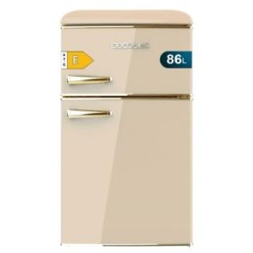 Cecotec Bolero CoolMarket 2D Origin 86 Beige E Mini Frigorifico de Dos Puertas de 86L - Luz LED - Estilo Retro - Tirador Cromado - Cajon para Vegetales - 48.7x59.2x89.3cm - Color Beige