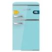 Cecotec Bolero CoolMarket 2D Origin 86 Blue E Mini Frigorifico de Dos Puertas de 86L - Luz LED - Estilo Retro - Tirador Cromado - Cajon para Vegetales - 48.7x59.2x89.3cm - Color Turquesa
