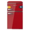 Cecotec Bolero CoolMarket 2D Origin 86 Red E Mini Frigorifico de Dos Puertas de 86L - Luz LED - Estilo Retro - Tirador Cromado - Cajon para Vegetales - 48.7x59.2x89.3cm - Color Rojo