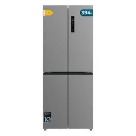 Cecotec Bolero CoolMarket 4D 394 Inox E Frigorifico Americano 4 Puertas - Capacidad 394L - Luz LED - Compresor Inverter - Modo Vacaciones - Silencioso - Frio Envolvente - Clase E - Color Gris
