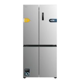 Cecotec Bolero CoolMarket 4D 436 Inox E Frigorifico Americano 4 Puertas - 436L - Compresor Inverter - Modo Vacaciones - Congelacion Ultrarapida - Frio Envolvente - Clase E - 83.6x63.6x183cm - Color Acero