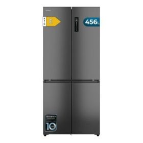 Cecotec Bolero CoolMarket 4D 456 SBI Dark E Frigorifico Americano 4 Puertas - Capacidad 456L - Silencioso 35dB - Luz LED - Pantalla LED - Compresor Inverter - Modo Vacaciones - Color Gris Oscuro