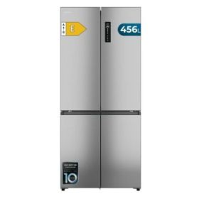 Cecotec Bolero CoolMarket 4D 456 SBI Inox E Frigorifico Americano 4 Puertas - Capacidad 456L - Silencioso 35dB - Luz LED - Pantalla en Puerta - Compresor Inverter - Modo Vacaciones - Color Acero