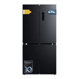 Cecotec Bolero CoolMarket 4D 474 Dark E Frigorifico Americano 4 Puertas - Capacidad 474L - Silencioso 35dB - Luz LED - Compresor Inverter - Total Nofrost - Frio Envolvente - 83.3x177.5cm - Color Negro