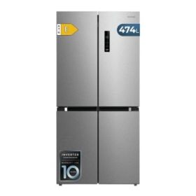 Cecotec Bolero CoolMarket 4D 474 Inox E Frigorifico Americano 4 Puertas - Capacidad 474L - Silencioso 35dB - Luz LED - Compresor Inverter - Total Nofrost - Frio Envolvente - 83.3x177.5cm - Color Acero