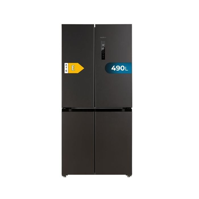 Cecotec Bolero CoolMarket 4D 490 Dark E Frigorifico Americano 4 Puertas - Capacidad 490L - Total Nofrost - Congelacion Ultrarapida - Frio Envolvente - Clase E - 183x91cm - Color Negro
