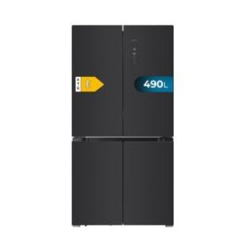 Cecotec Bolero CoolMarket 4D 490 Glass E Frigorifico Americano 4 Puertas - Capacidad 490L - Total Nofrost - Congelacion Ultrarapida - Frio Envolvente - Clase E - 183x91cm - Color Negro