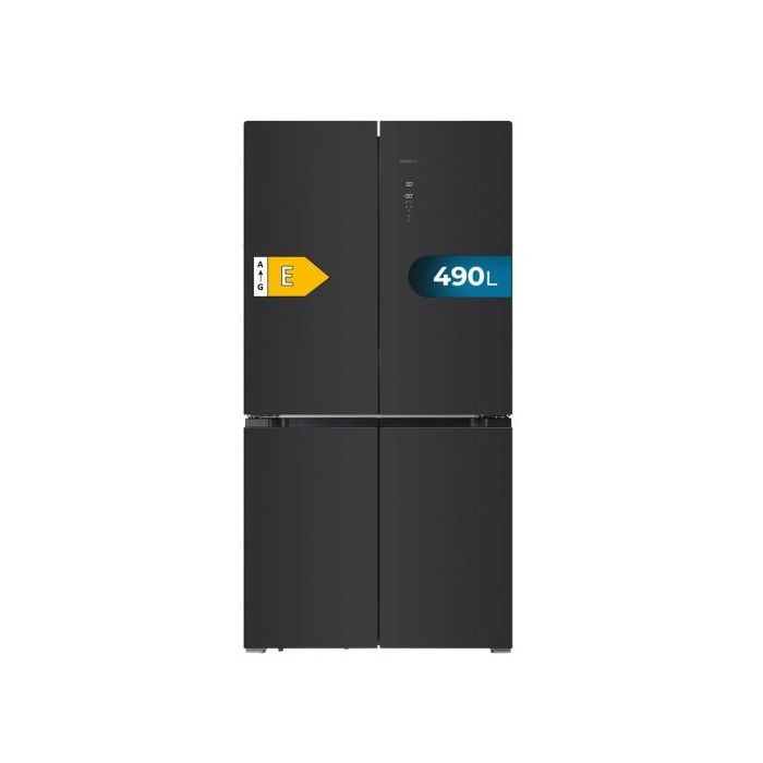 Cecotec Bolero CoolMarket 4D 490 Glass E Frigorifico Americano 4 Puertas - Capacidad 490L - Total Nofrost - Congelacion Ultrarapida - Frio Envolvente - Clase E - 183x91cm - Color Negro