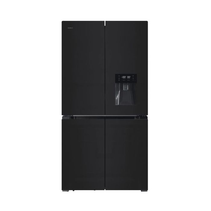 Cecotec Bolero CoolMarket 4D 564 Glass E Frigorifico Americano 4 Puertas - 564L - Total Nofrost - Dispensador de Agua - Congelacion Ultrarapida - Frio Envolvente - Clase E - 183x91cm - Color Negro