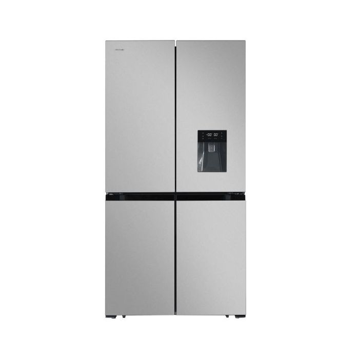 Cecotec Bolero CoolMarket 4D 564 Inox E Frigorifico Americano 4 Puertas - 564L - Total Nofrost - Dispensador de Agua - Congelacion Ultrarapida - Frio Envolvente - Clase E - 183x91cm - Color Acero