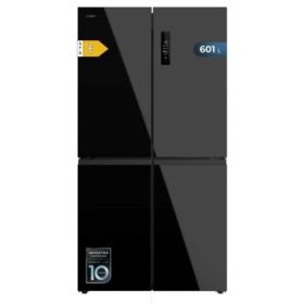 Cecotec Bolero CoolMarket 4D 601 Black Glass E Frigorifico Americano 4 Puertas - Capacidad 601L - Compresor Inverter - Total Nofrost - Puerta de Cristal - Clase E - 90.5x73x177.5cm - Color Negro