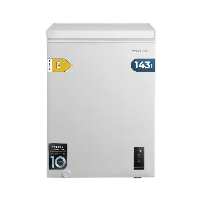 Cecotec Bolero CoolMarket Chest 143P White E Congelador Horizontal Convertible - Capacidad 143L - Silencioso 37dB - Temperatura Regulable - Alarma de Puerta Abierta - Cesta con Asas - Color Blanco
