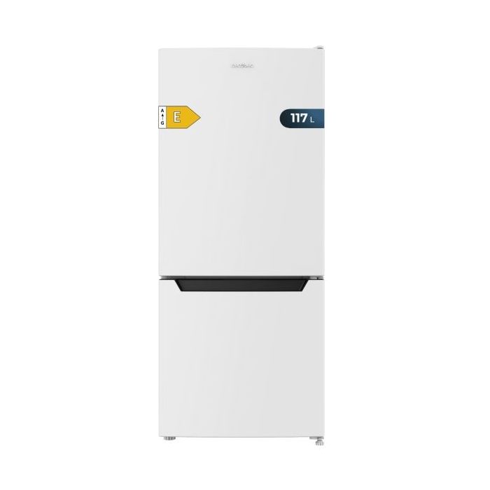 Cecotec Bolero CoolMarket Combi 117 DF White E Frigorifico Combi - Capacidad 117L - Defrost - Congelacion Ultrarapida - Display Interior - Puerta Reversible - Clase E - 47x49x114cm - Color Blanco