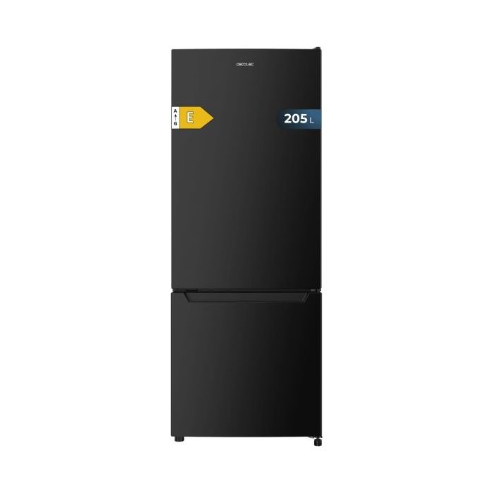 Cecotec Bolero CoolMarket Combi 205 DF Black E Frigorifico Combi - Capacidad 205L - Defrost - Enfriamiento Rapido - Display Interior - Puerta Reversible - Clase E - 54x55x144cm - Color Negro