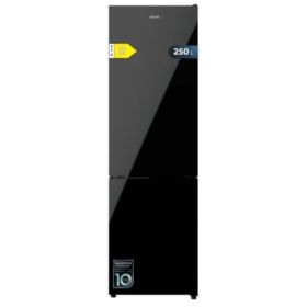 Cecotec Bolero CoolMarket Combi 250 Black Glass D Frigorifico Combi - 250L - Compresor Inverter - Puerta de Cristal - Frio Envolvente - Cajon Humedad Regulable - Clase E - 54x57.6x180cm - Color Negro
