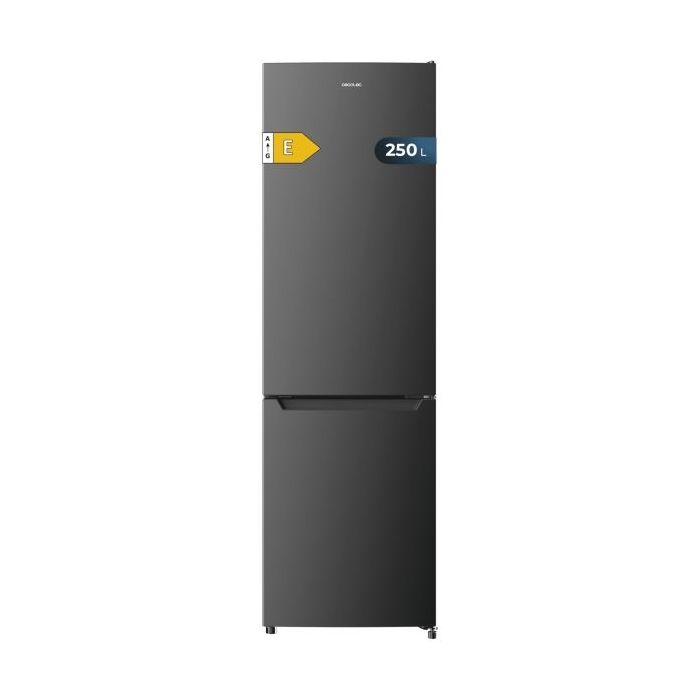 Cecotec Bolero CoolMarket Combi 250 Dark E Frigorifico Combi - Capacidad 250L - Temperatura Regulable - Frio Envolvente - Cajon Humedad Regulable - Clase E - 54x57.6x180cm - Color Acero