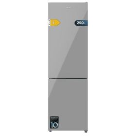 Cecotec Bolero CoolMarket Combi 250 Grey Glass E Frigorifico Combi - Capacidad 250L - Temperatura Regulable - Frio Envolvente - Cajon Humedad Regulable - Clase E - 54x57.6x180cm - Color Gris