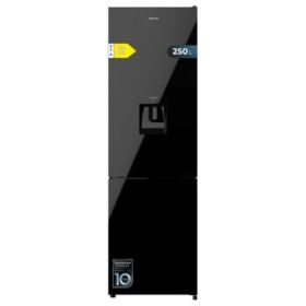 Cecotec Bolero CoolMarket Combi 250 WD Black Glass D Frigorifico Combi - Capacidad 250L - Compresor Inverter - Puerta de Cristal - Dispensador de Agua - Frio Envolvente - 54x57.6x180cm - Color Negro