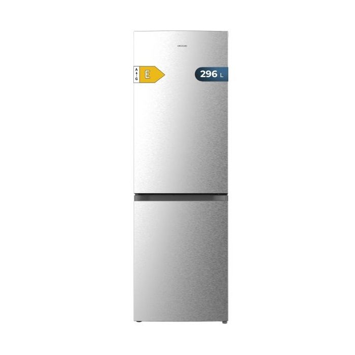 Cecotec Bolero CoolMarket Combi 296 DF Inox Frigorifico Combi - Capacidad 296L - Luz LED - Defrost - Congelacion Ultrarapida - Cajon para Frutas y Verduras - 185x60x60cm - Color Blanco
